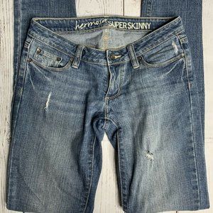 Bull Head Jeans Womens 3R Blue Hermosa Distressed Super Skinny Denim